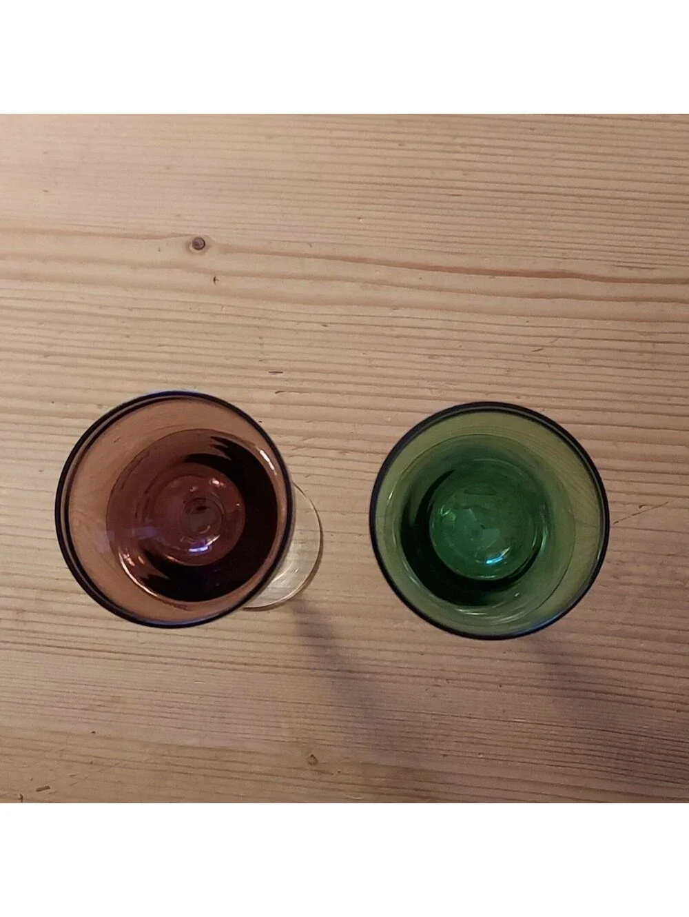 Vintage liqueur cocktail glasses set of 2 twisted stem purple green ombre color